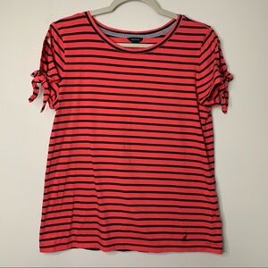 Women’s Nautica pink striped short sleeve blouse size medium M
